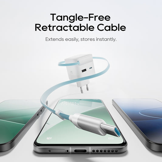 Mrežni punjač sa USB-C kablom Cuktech, 67W, 3.25A, 1 x USB-A - 1 x USB-C, Bela CUKA653WEUWT