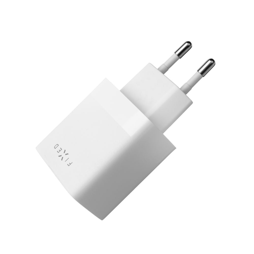 Punjač mreže sa USB-C kablom Fixed, 17W, 3A, 2 x USB-A, Beli