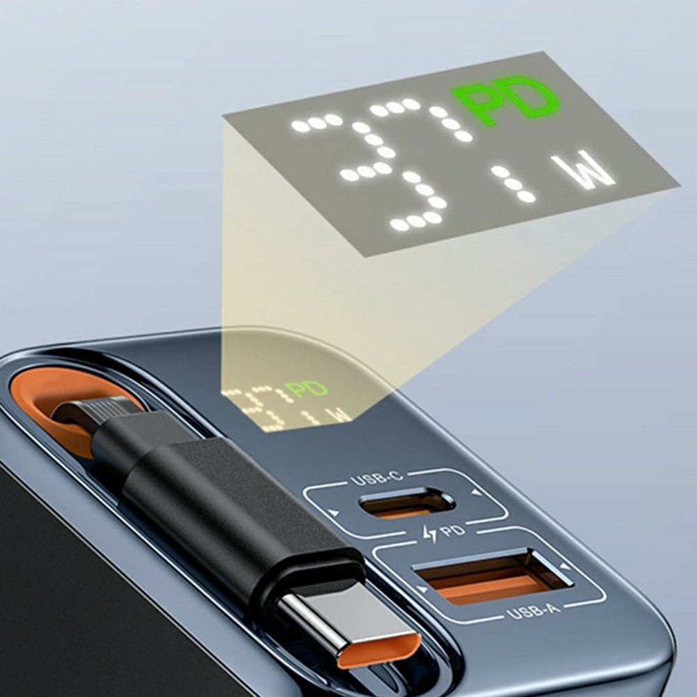 Mrežni punjač sa USB-C kablom Yesido YC100 Display, 67W, 3.35A, 1 x USB-A - 1 x USB-C, Crni