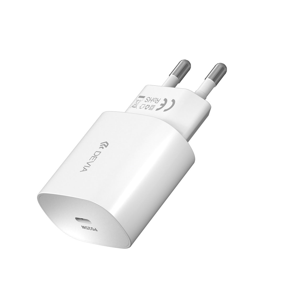Punjač za mrežu sa USB-C kablom DEVIA RLC-383, 25W, 3A, 1 x USB-C, Beli