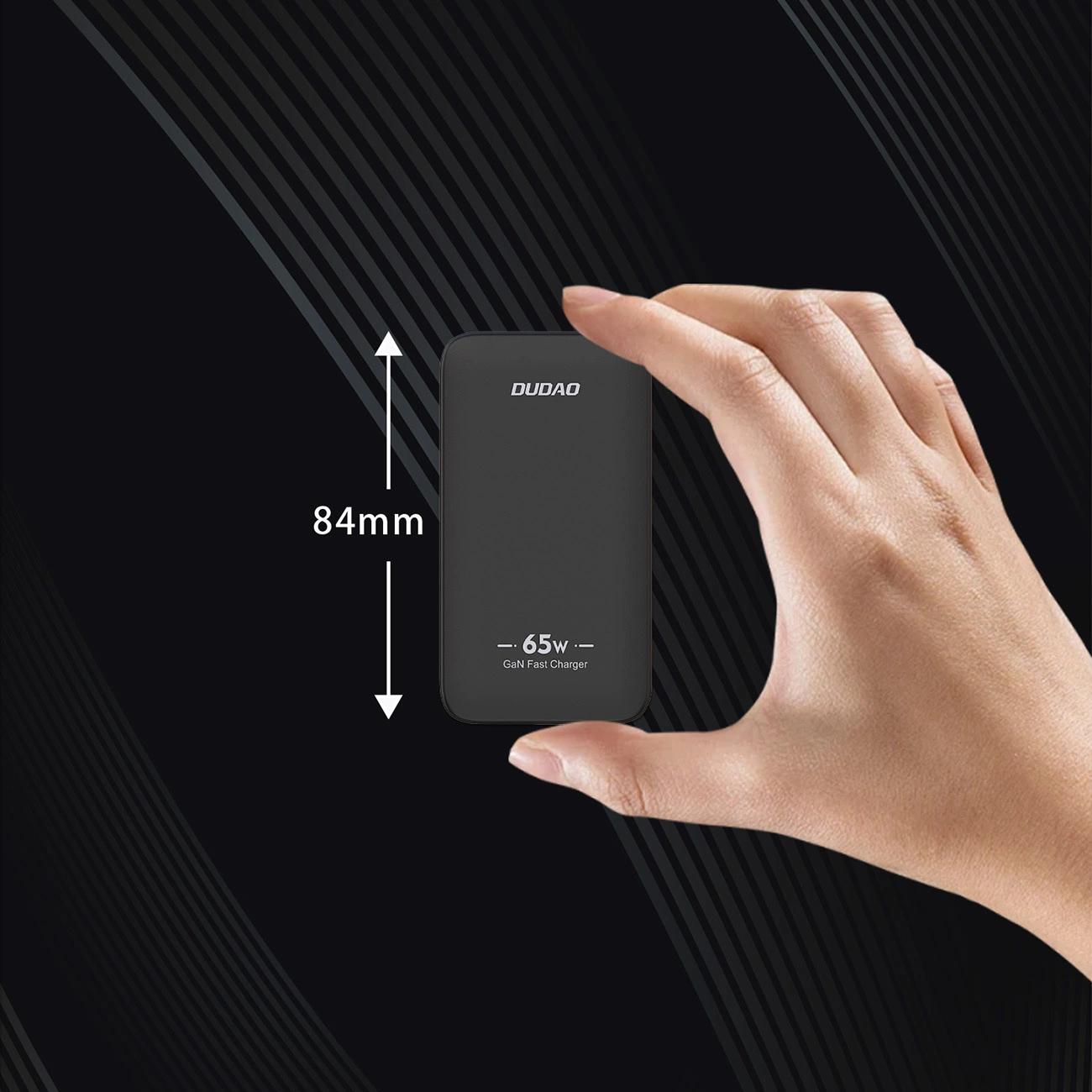 Punjač za mrežu Dudao A65Q Travel, 65W, 3.25A, 1 x USB-A - 1 x USB-C, Crni