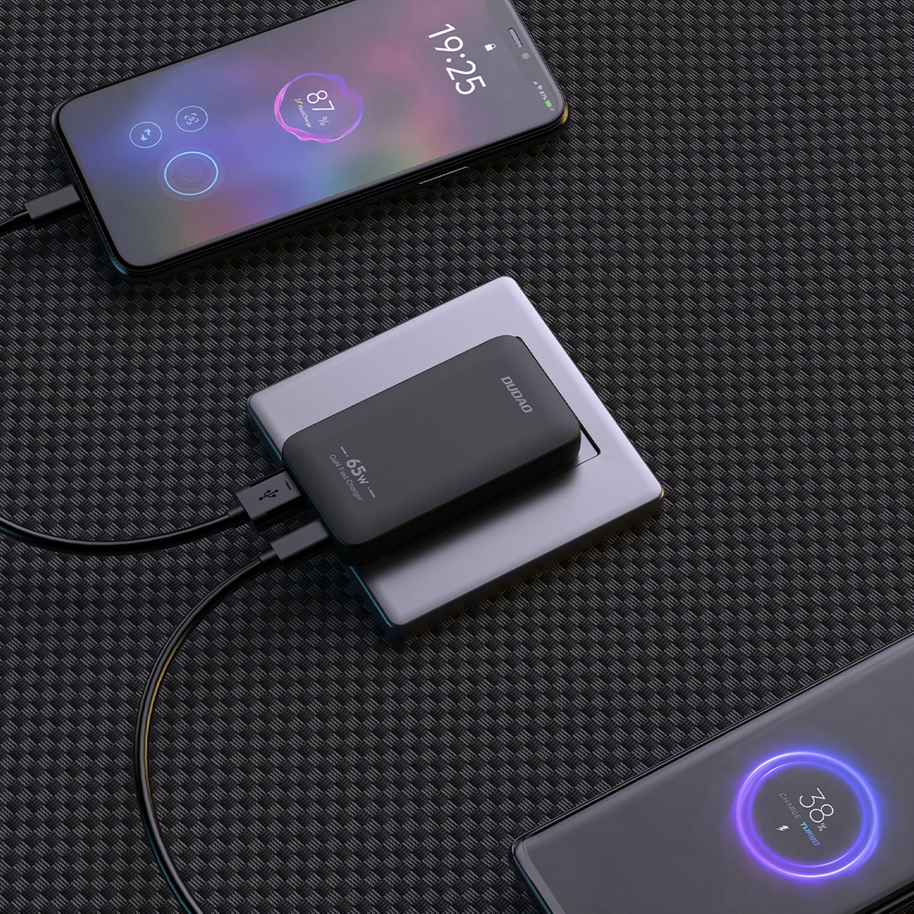Punjač za mrežu Dudao A65Q Travel, 65W, 3.25A, 1 x USB-A - 1 x USB-C, Crni
