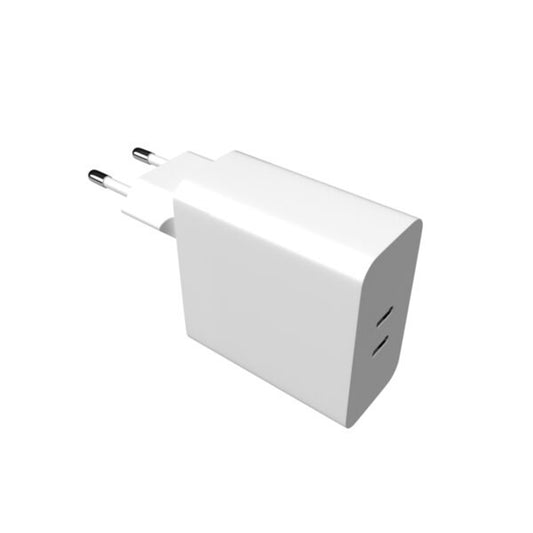 Punjač mreže Fixed, 65W, 3.25A, 2 x USB-C, Beli