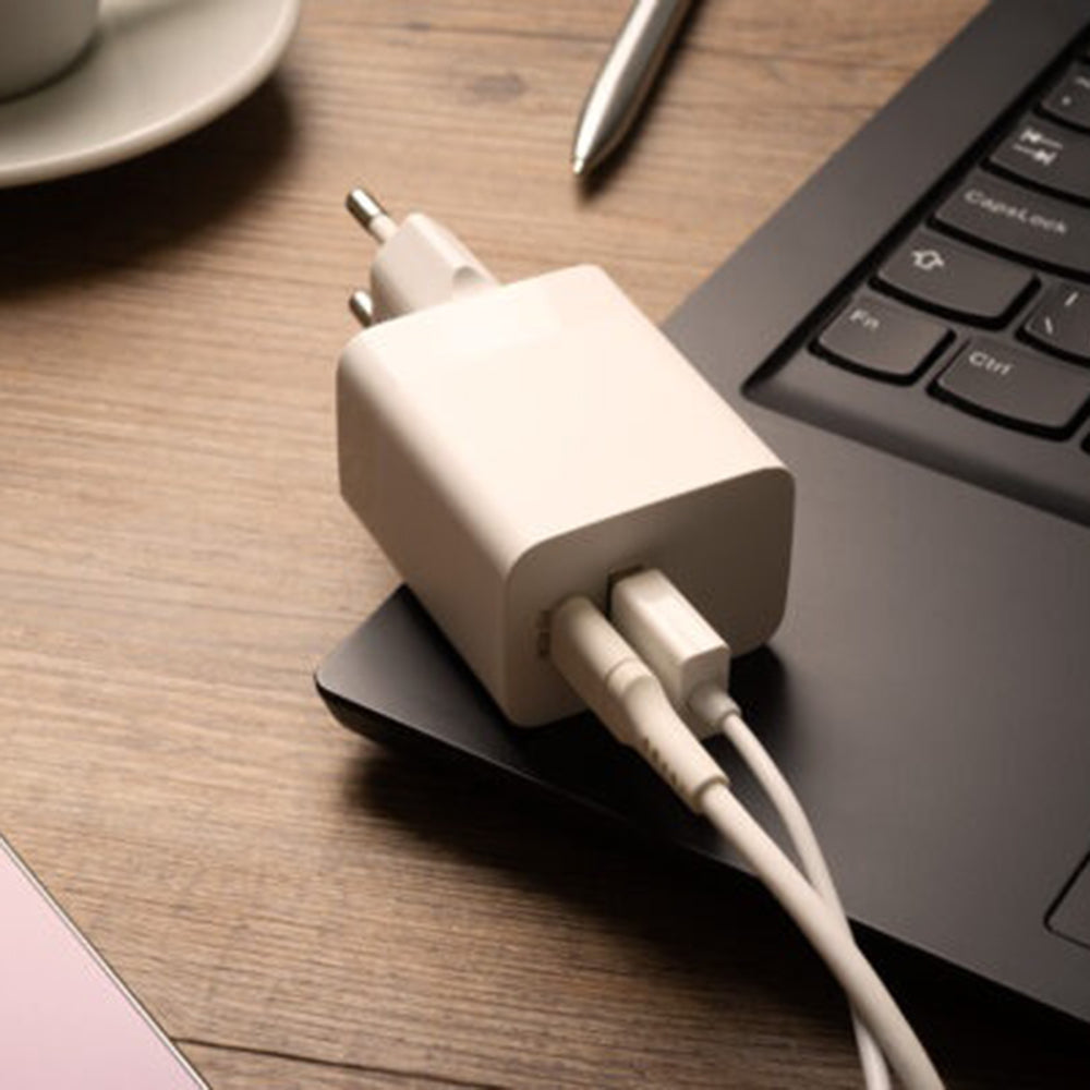 Punjač mreže Fixed Mini, 45W, 3A, 1 x USB-A - 1 x USB-C, Beli
