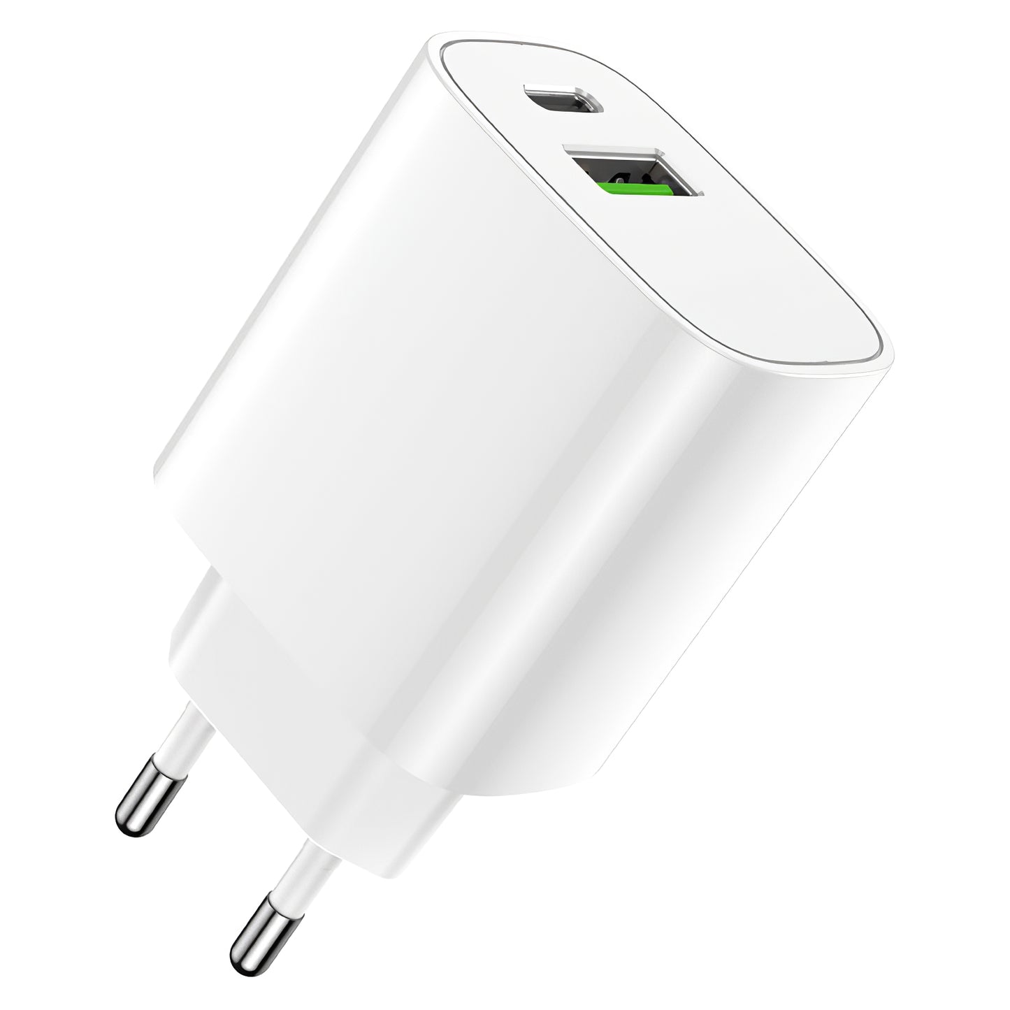 Punjač za mrežu Forever LS-04, 20W, 3A, 1 x USB-A - 1 x USB-C, Beli