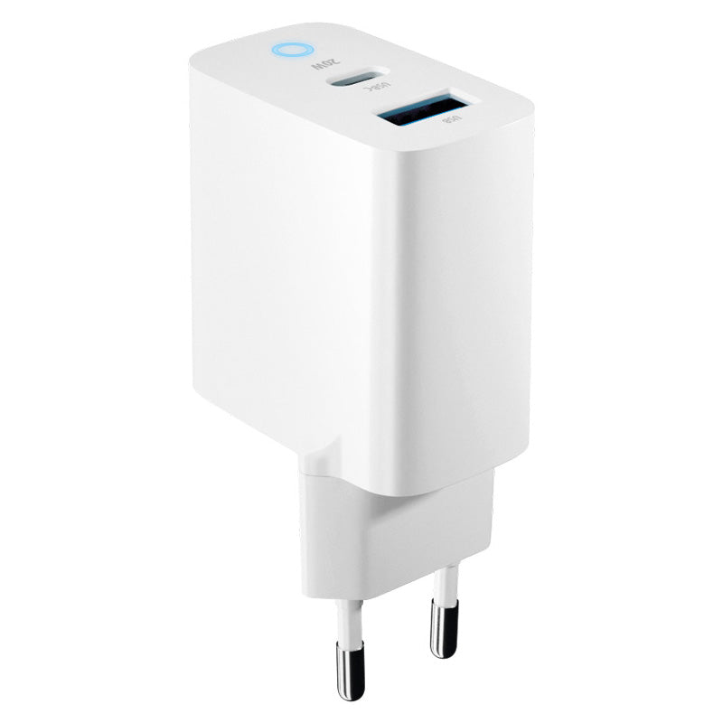 Punjač za mrežu Forever TC-06-20AC, 20W, 3A, 1 x USB-A - 1 x USB-C, Beli