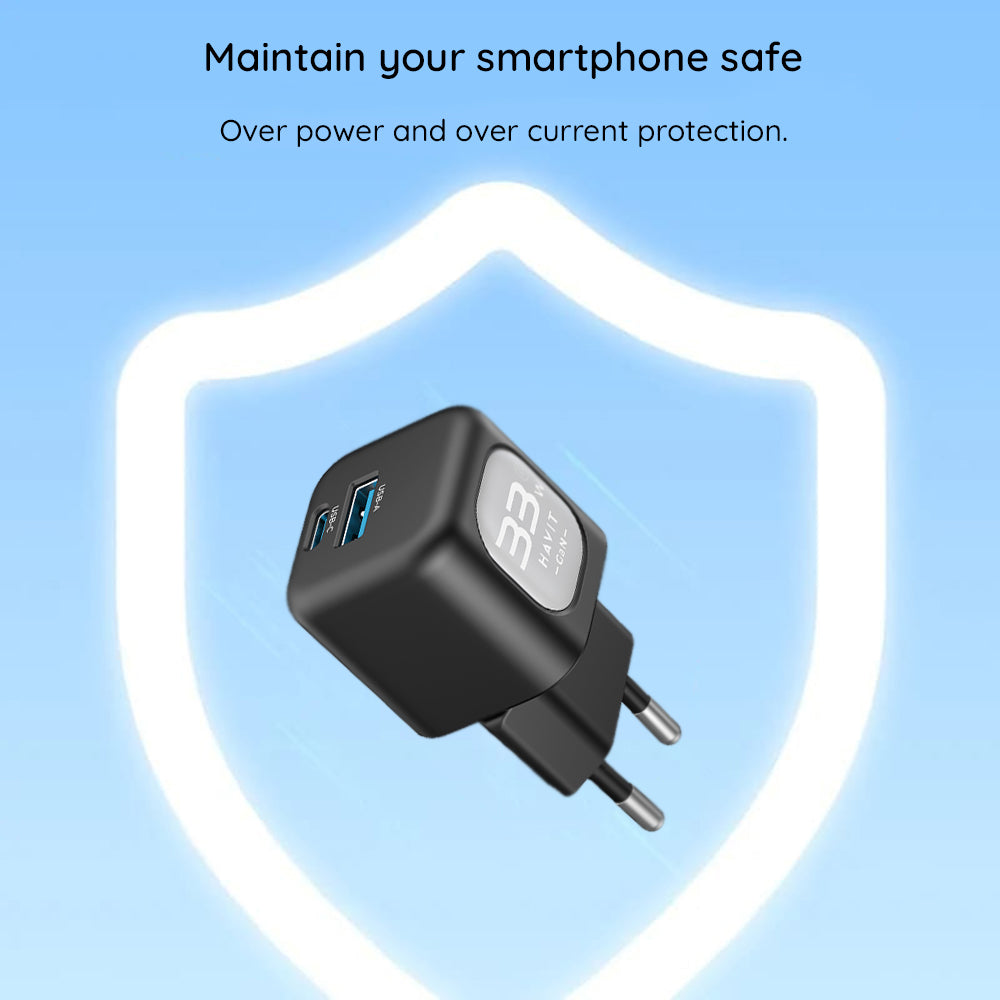 Punjač mreže HAVIT UC230, 33W, 3A, 1 x USB-A - 1 x USB-C, Roze