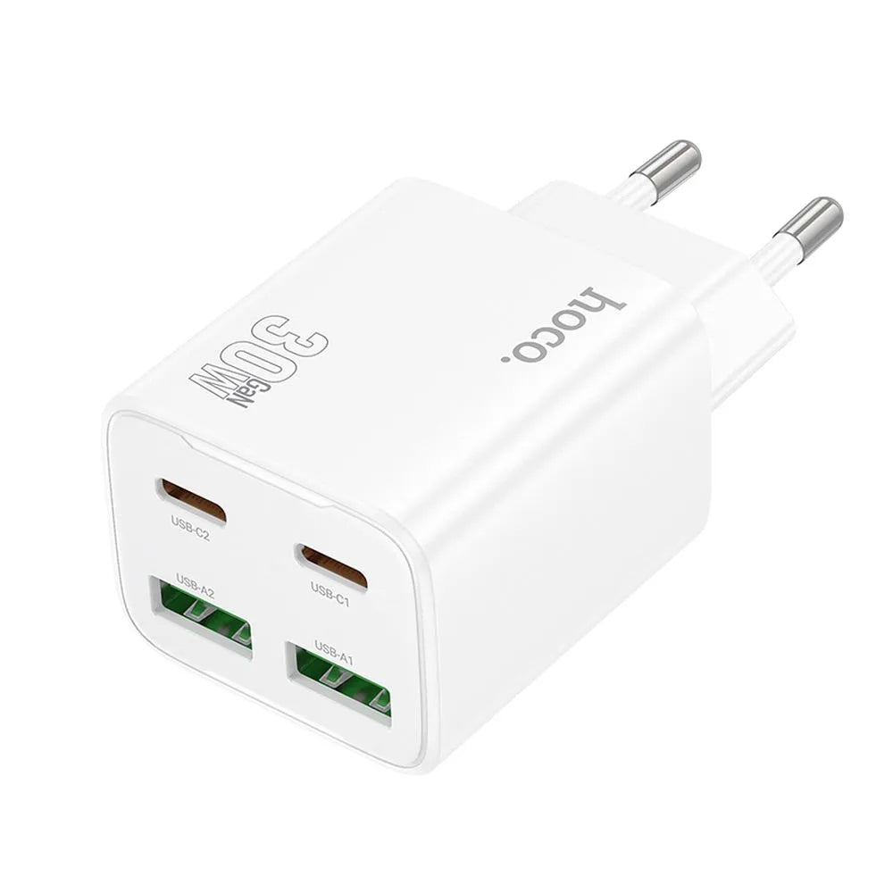 Punjač za mrežu HOCO N56, 30W, 3A, 2 x USB-A - 2 x USB-C, Beli