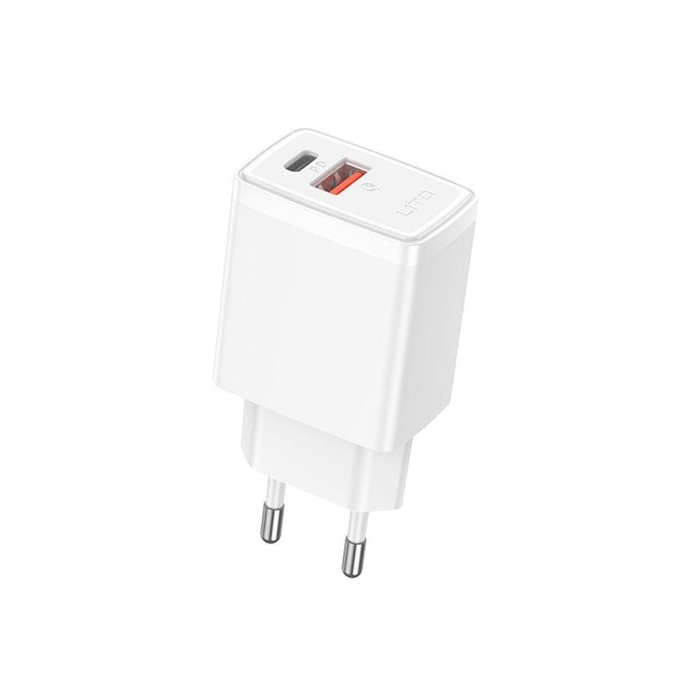 Punjač za mrežu Lito LC09, 20W, 3A, 1 x USB-A - 1 x USB-C, Beli