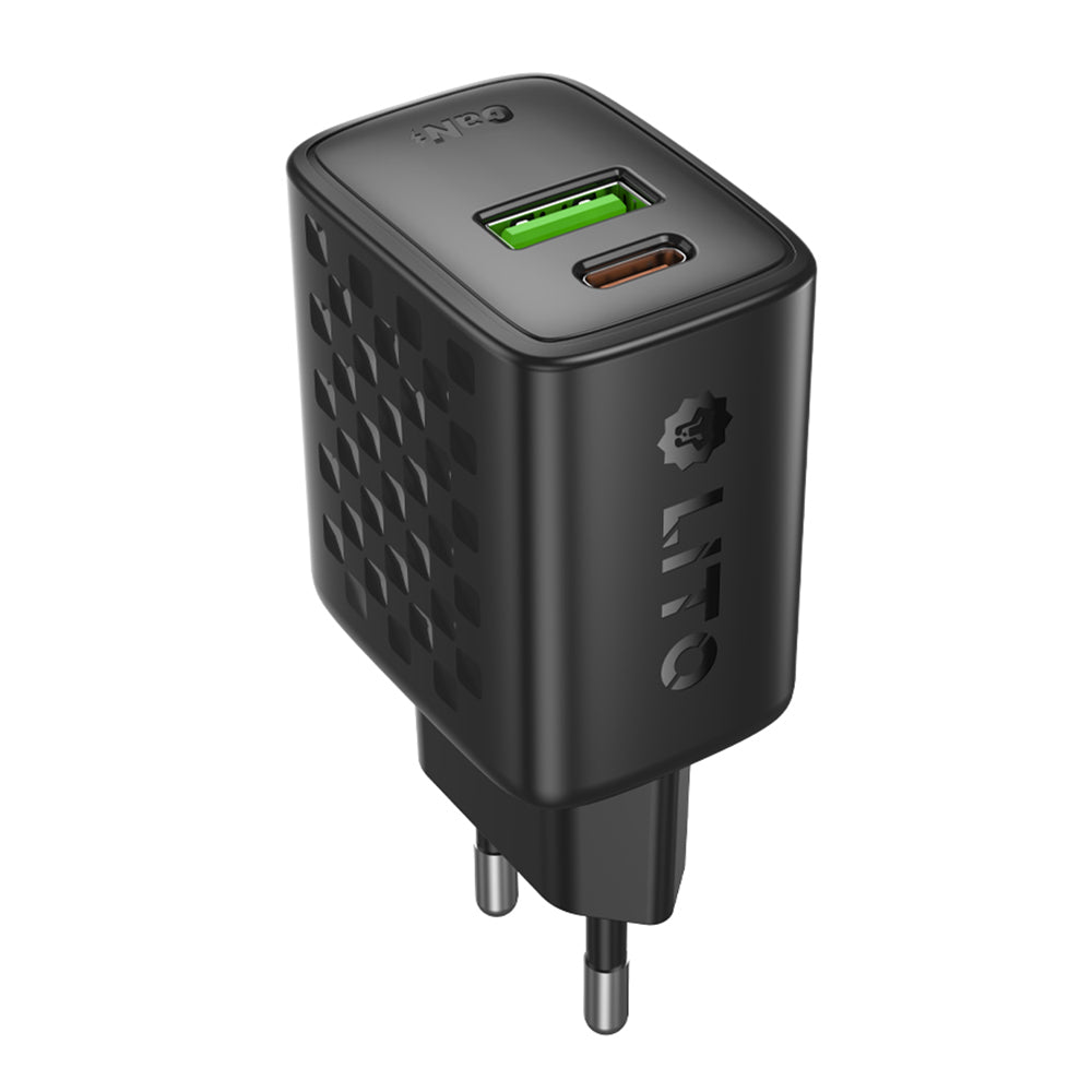Punjač za mrežu Lito LC19, 30W, 3A, 1 x USB-A - 1 x USB-C, Crni