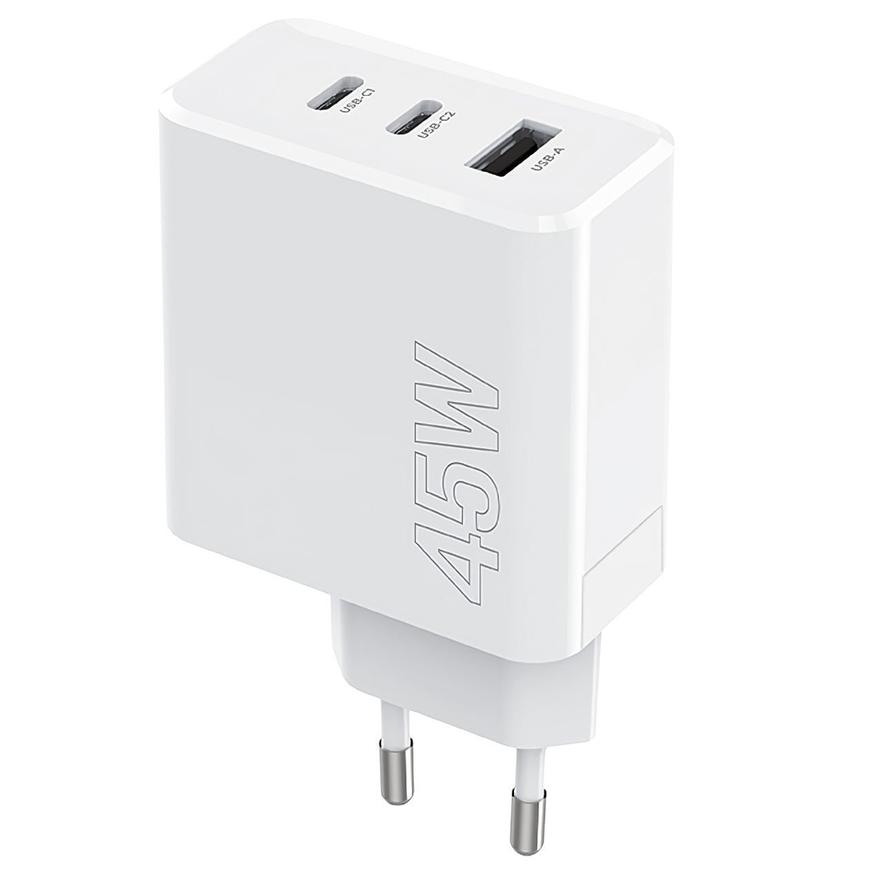 Punjač za mrežu MaXlife MXTC-07-45ACC, 45W, 3A, 1 x USB-A - 2 x USB-C, Beli