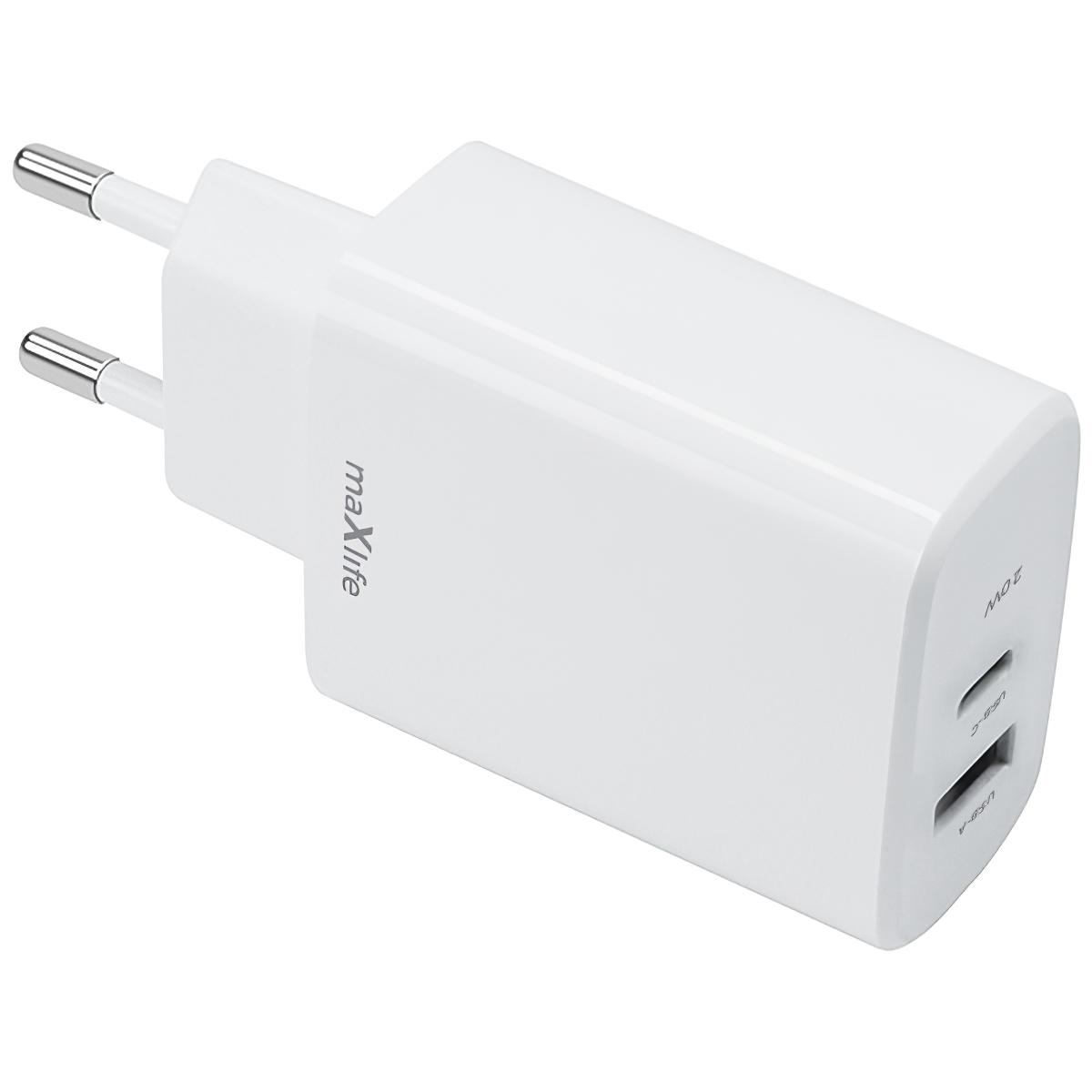 Punjač za mrežu MaXlife MXTC-10-20AC, 20W, 3A, 1 x USB-A - 1 x USB-C, Beli