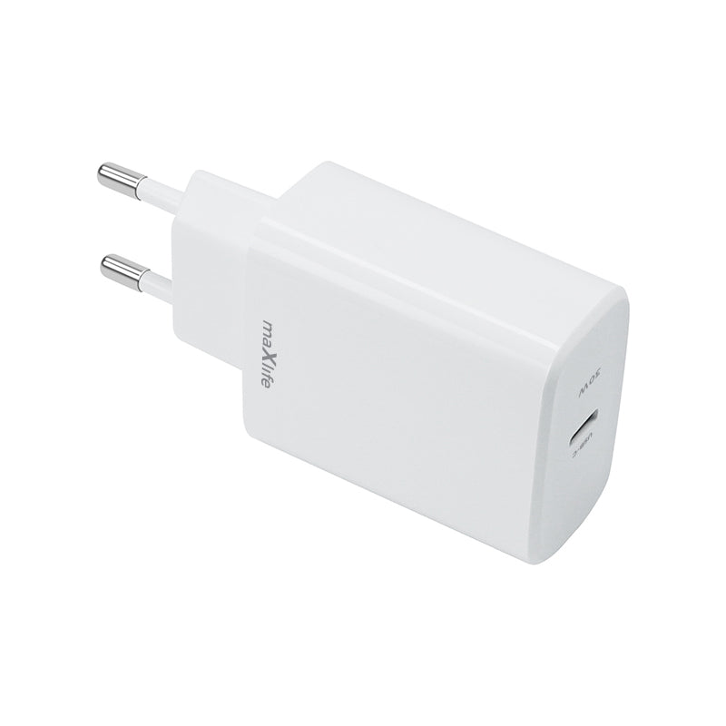 Punjač za mrežu MaXlife MXTC-10-30C, 30W, 3A, 1 x USB-C, Beli