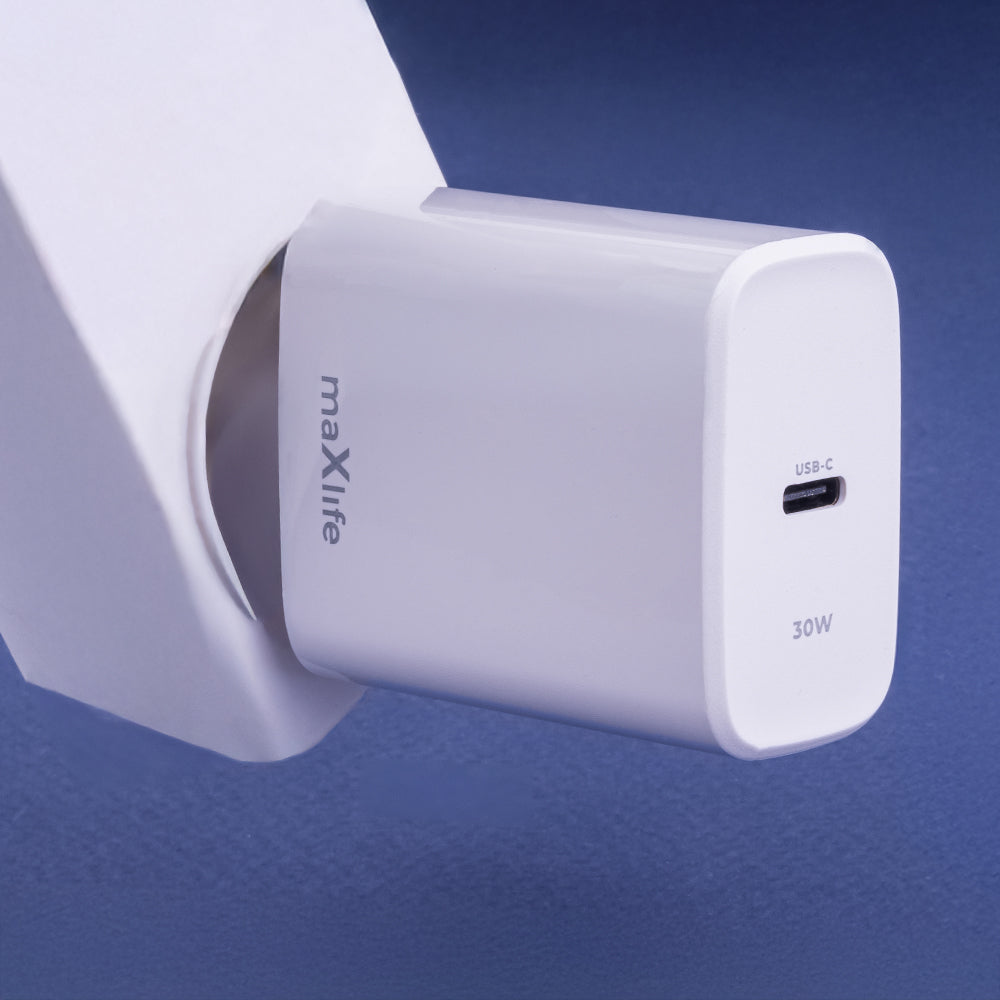 Punjač za mrežu MaXlife MXTC-10-30C, 30W, 3A, 1 x USB-C, Beli