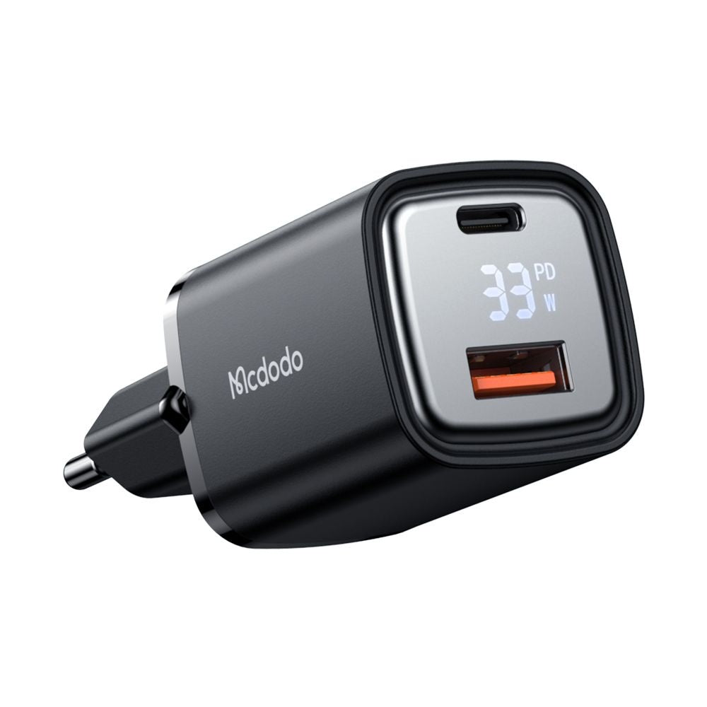 Mrežni punjač McDodo CH-1701 Graphite Display, 33W, 3A, 1 x USB-A - 1 x USB-C, Crni
