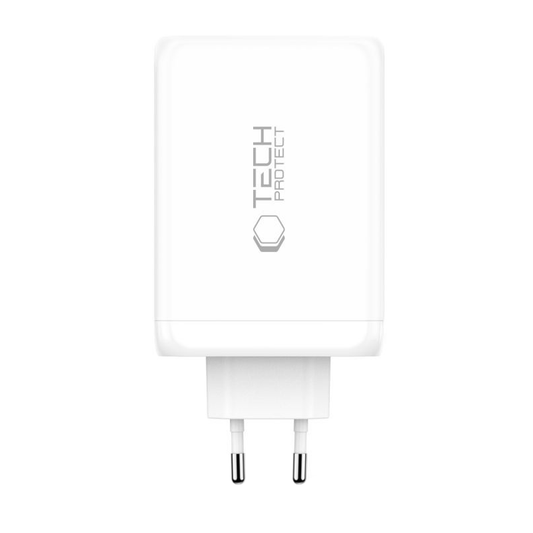 Punjač mreže Tech-Protect NC240W-GAN, 240W, 5A, 1 x USB-A - 3 x USB-C, Beli