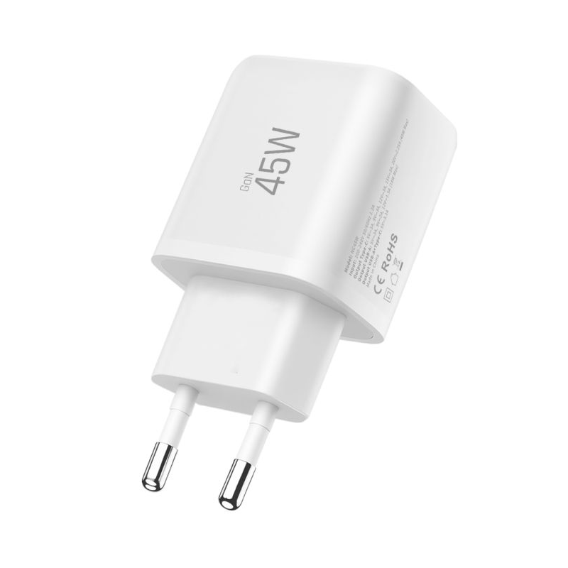 Punjač mreže Tech-Protect NCA45W, 45W, 3A, 1 x USB-A - 1 x USB-C, Beli