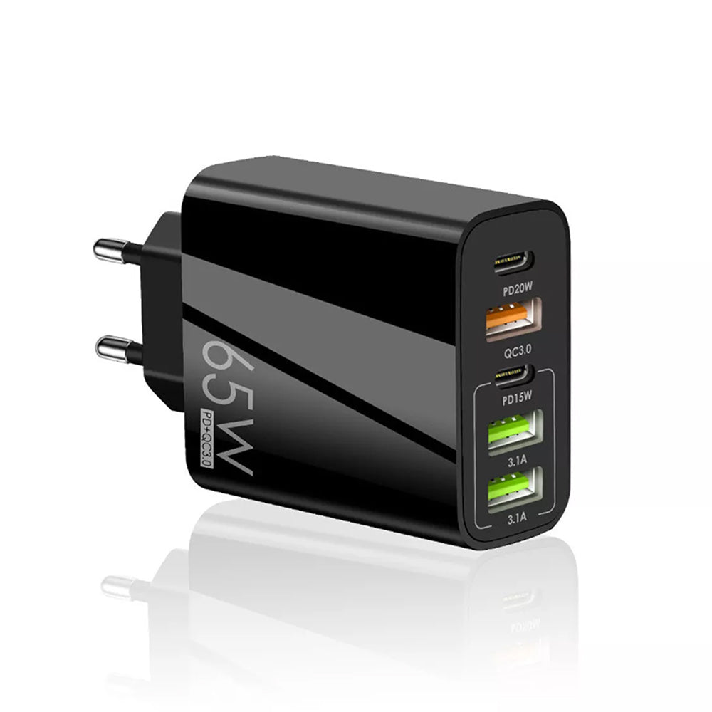 Punjač mreže Techsuit CHC2 PentaXPower, 20W, 3A, 3 x USB-A - 2 x USB-C, Crni