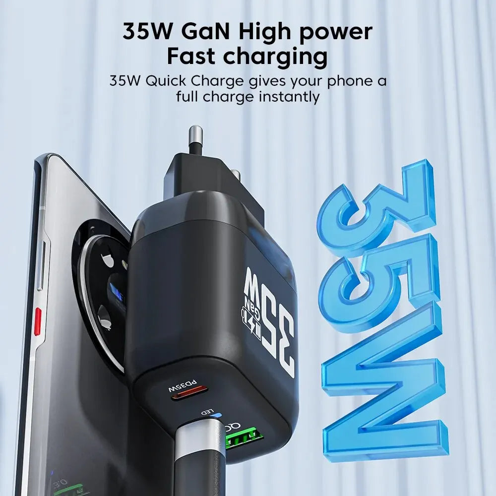 Punjač mreže Techsuit CHPD174, 35W, 3A, 1 x USB-A - 1 x USB-C, Beli