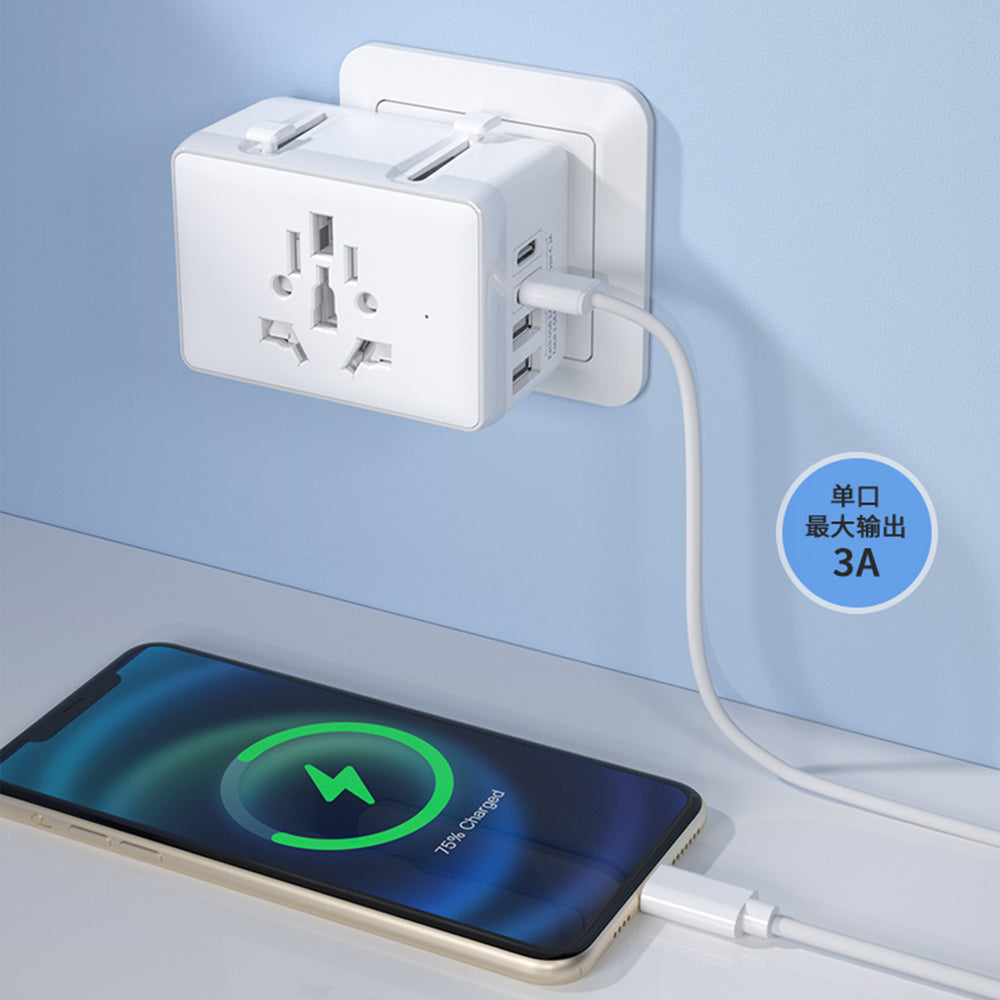 Punjač mreže Techsuit HHT203A Travel, 20W, 3A, 2 x USB-A - 2 x USB-C, Beli