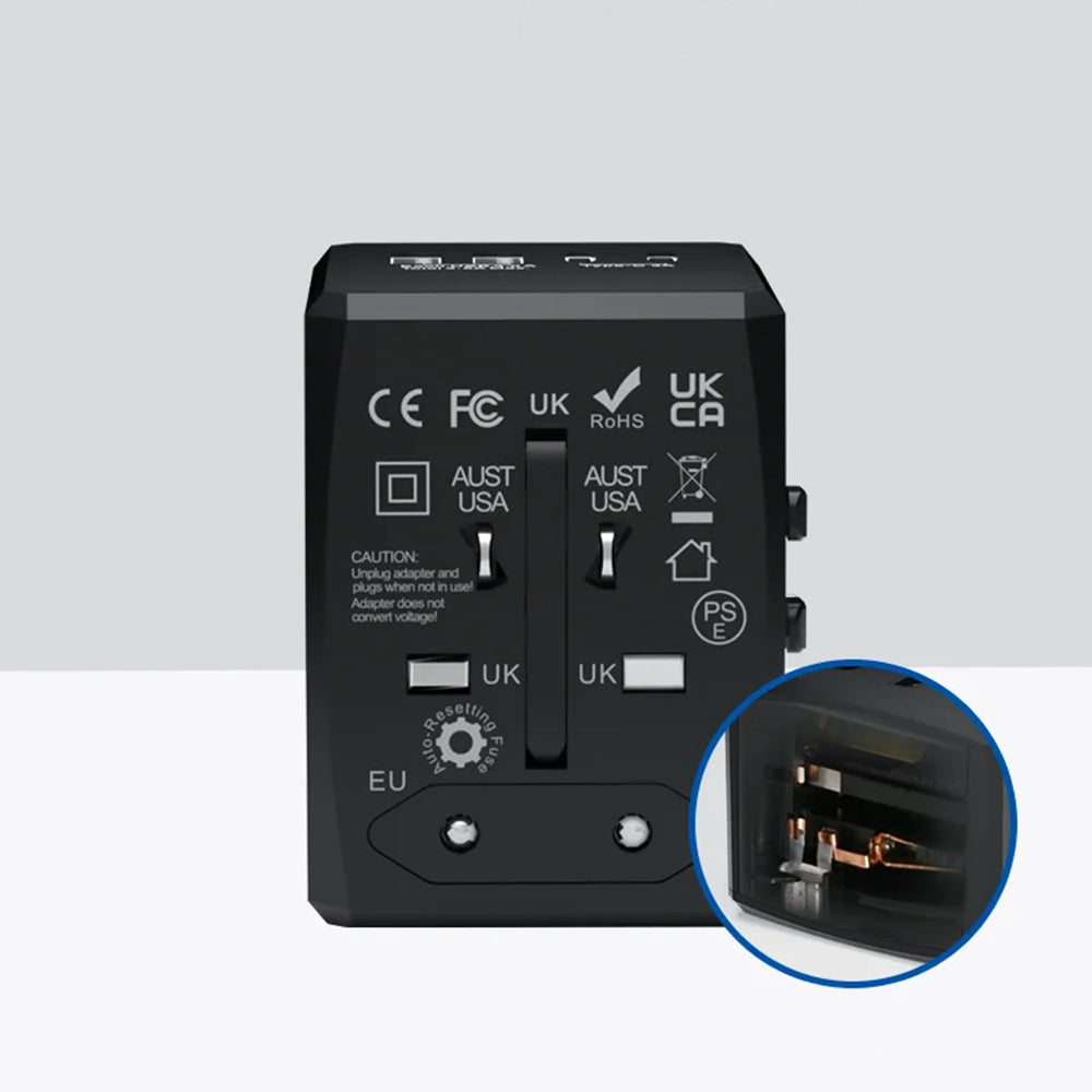 Punjač za mrežu Techsuit HHT904-B2 Travel, 20W, 3A, 2 x USB-A - 2 x USB-C, Crni