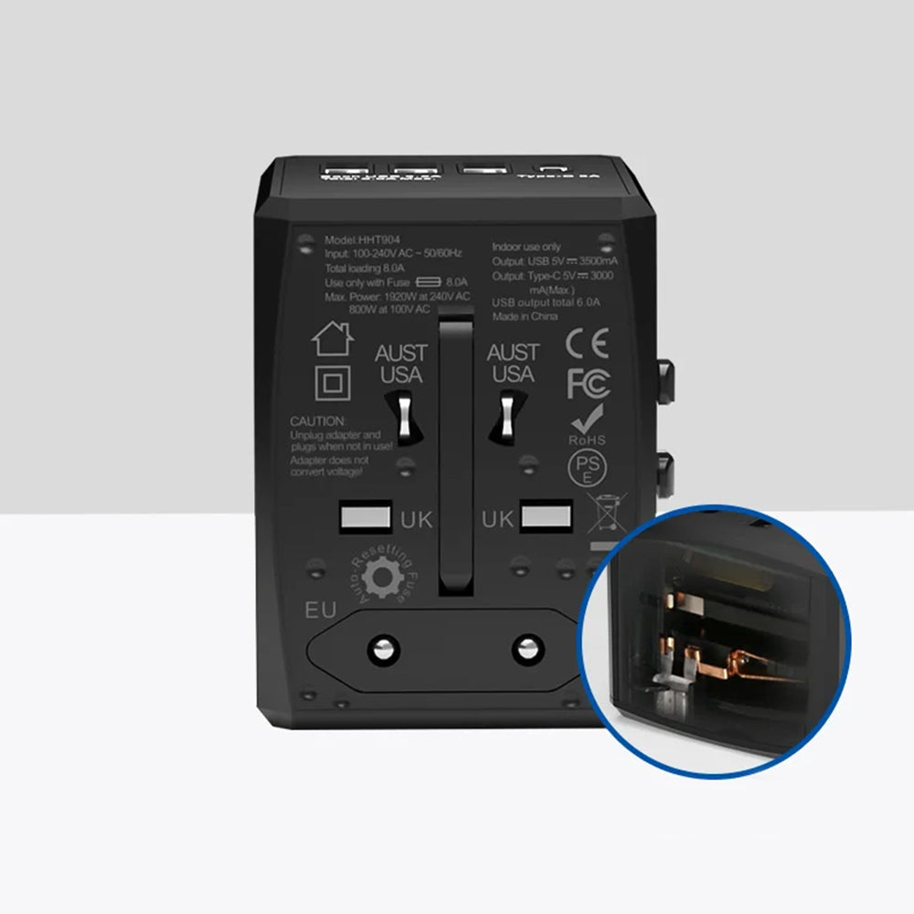 Punjač mreže Techsuit HHT904-B3 Travel, 30W, 3A, 3 x USB-A - 1 x USB-C, Beli