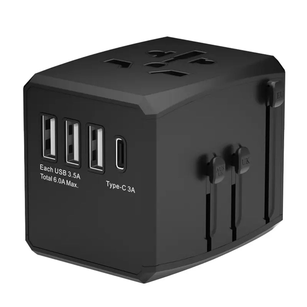 Punjač mreže Techsuit HHT904-B3 Travel, 30W, 3A, 3 x USB-A - 1 x USB-C, Crni