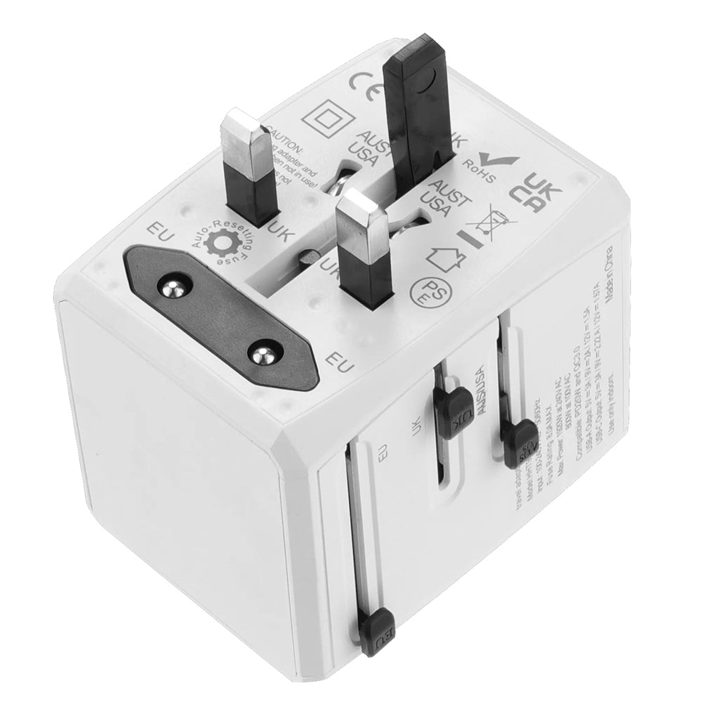 Punjač za mrežu Techsuit HHT904-W2 Travel, 20W, 3A, 2 x USB-A - 2 x USB-C, Beli