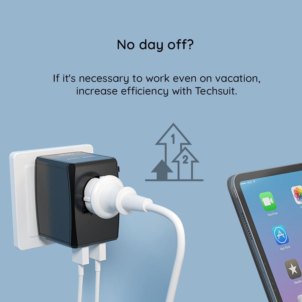 Punjač mreže Techsuit HHT906 Travel, 65W, 3.25A, 2 x USB-A - 2 x USB-C, Crni