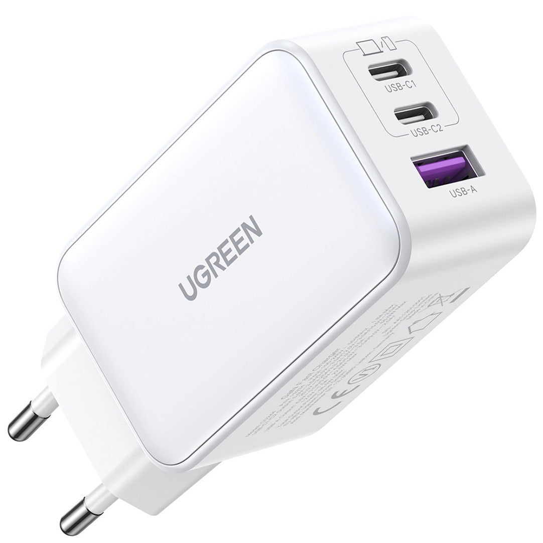 Punjač UGREEN CD244, 65W, 3A, 1 x USB-A - 2 x USB-C, Beli