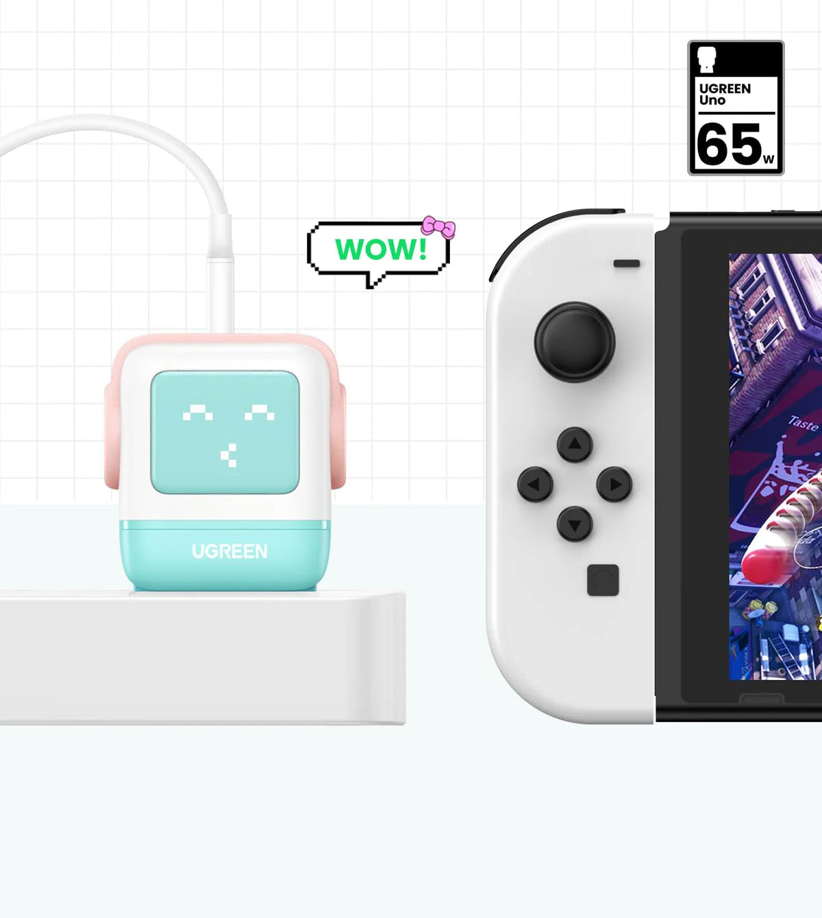 Punjač mreže UGREEN CD361 Uno, 65W, 3.25A, 1 x USB-A - 2 x USB-C, Tirkiz