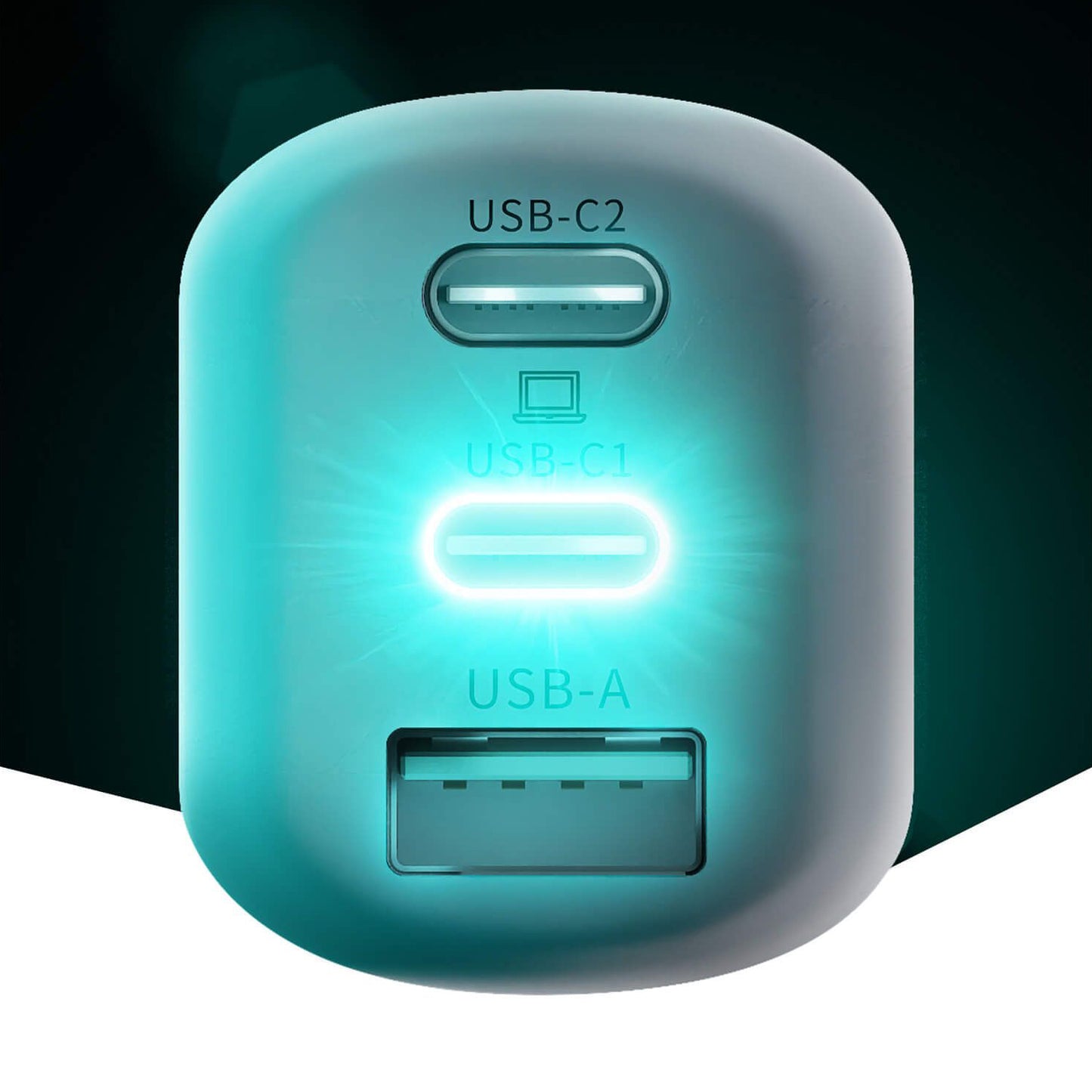 Punjač Mreže 3MK HyperCharger, 65W, 5A, 1 x USB-A - 2 x USB-C, Bela