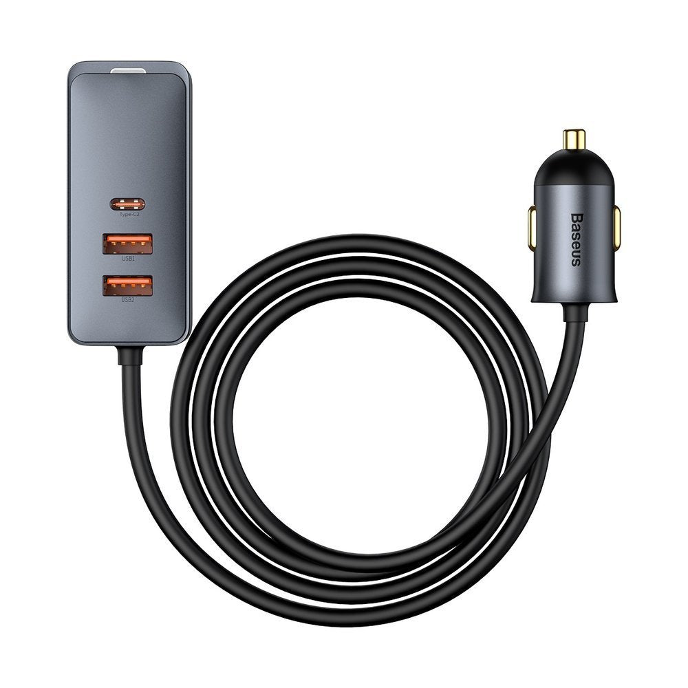 Auto punjač Baseus Share Together, 120W, 3A, 2 x USB-A - 2 x USB-C, Sivi CCBT-A0G