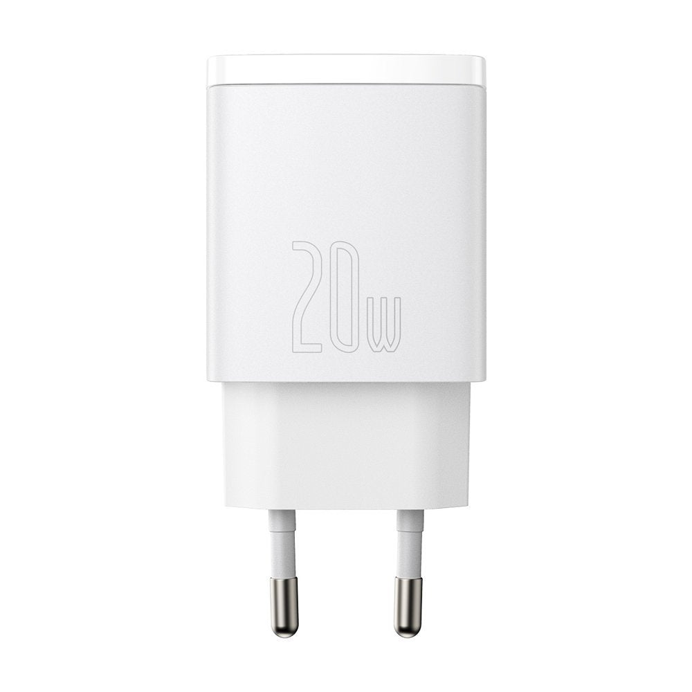Punjač Baseus Compact, 20W, 3A, 1 x USB-A - 1 x USB-C, Beli CCXJ-B02