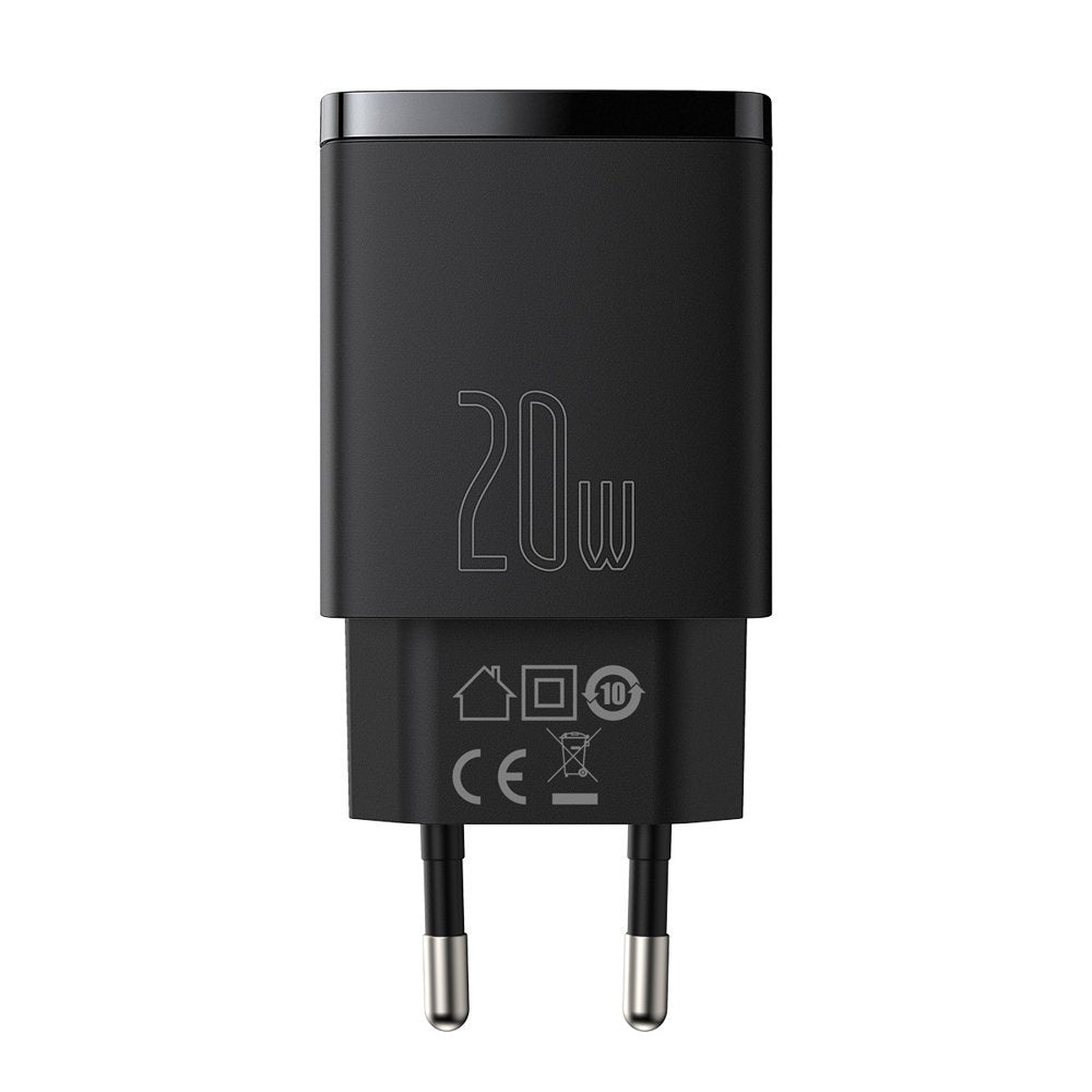 Punjač Baseus Compact, 20W, 3A, 1 x USB-A - 1 x USB-C, Crni CCXJ-B01