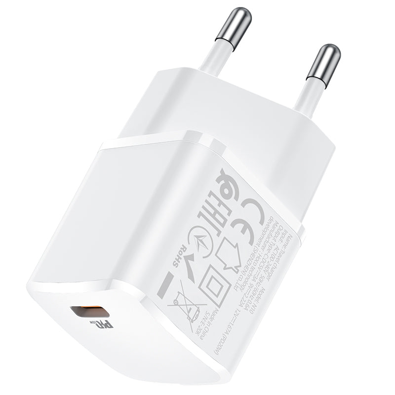 Punjač za mrežu HOCO N10, 20W, 3A, 1 x USB-C, Beli