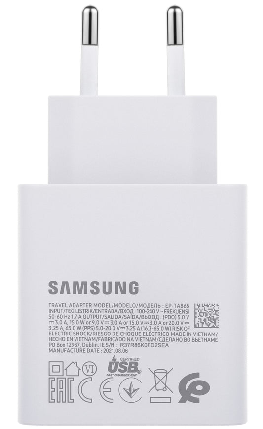 Punjač za mrežu Samsung EP-TA865W, 65W, 3.25A, 1 x USB-C, Beli GP-PTU020SODWQ