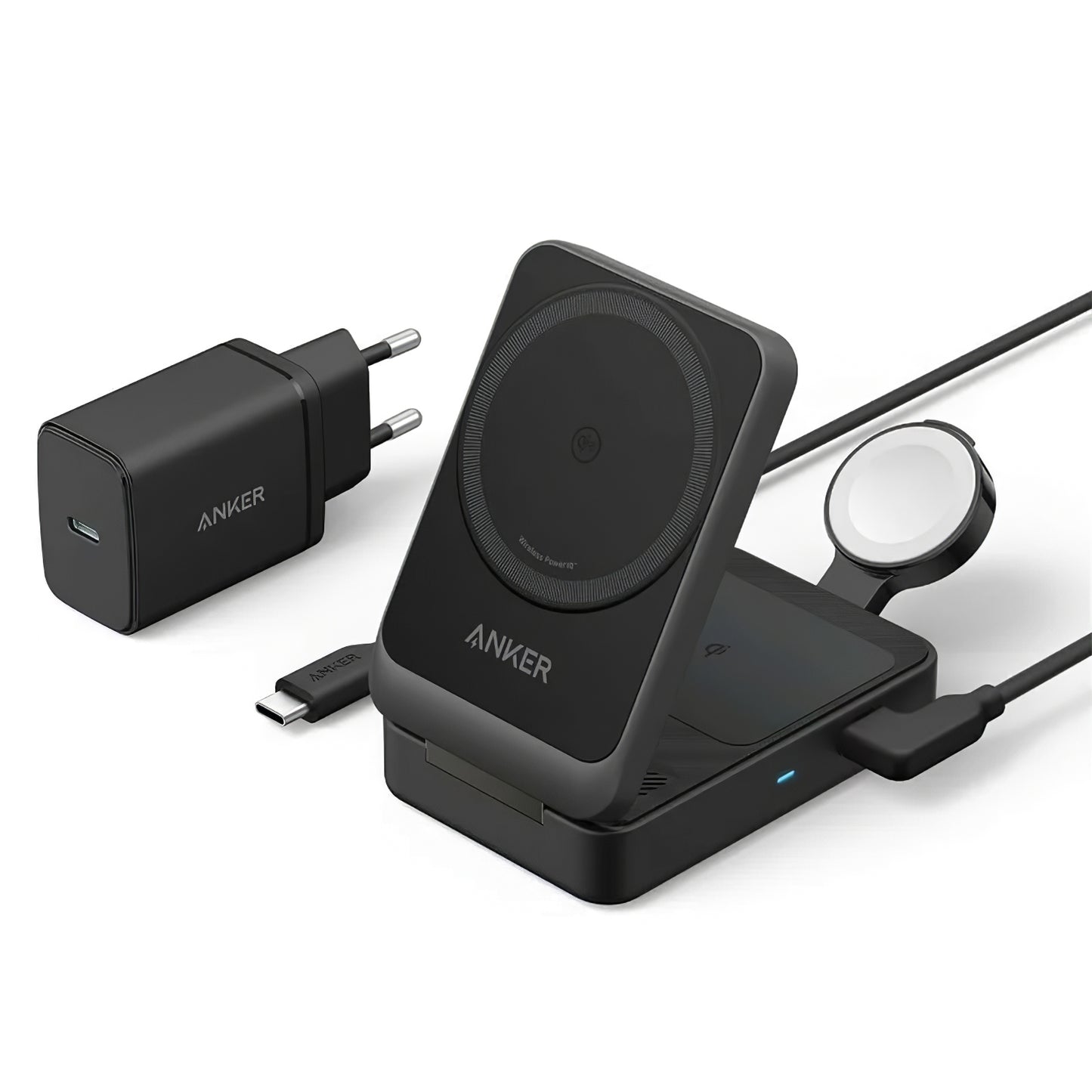 Bežični punjač Anker MagGo 3in1, 15W, 1.67A, Crni B2557311