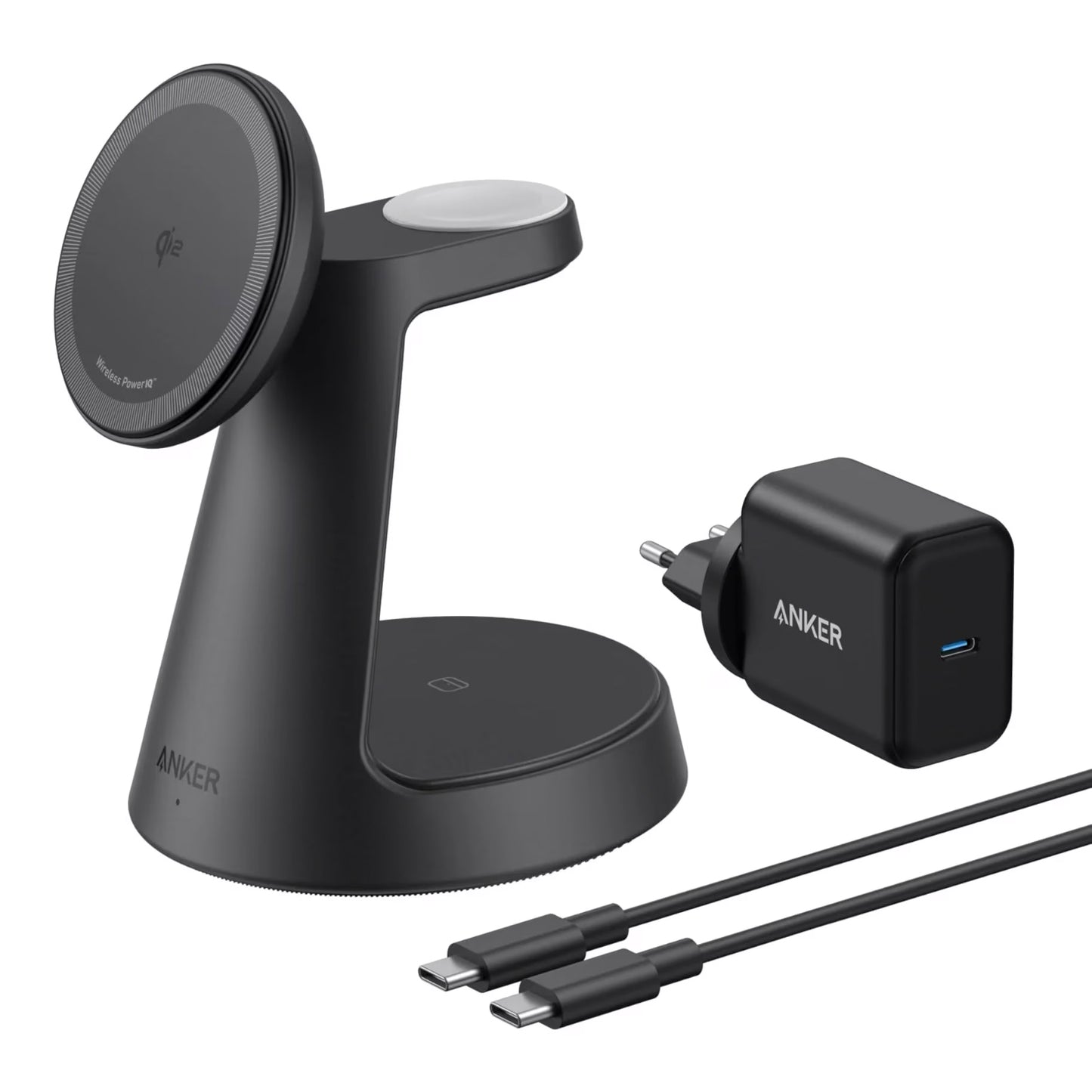 Bežični punjač Anker MagGo 3in1, 15W, 1.67A, Crni B25M4G11