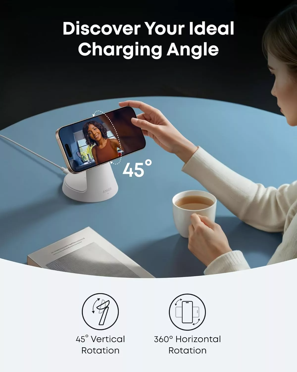 Bežični mrežni punjač Anker MagGo 3u1, 15W, 1.67A, Bela B25M4G21