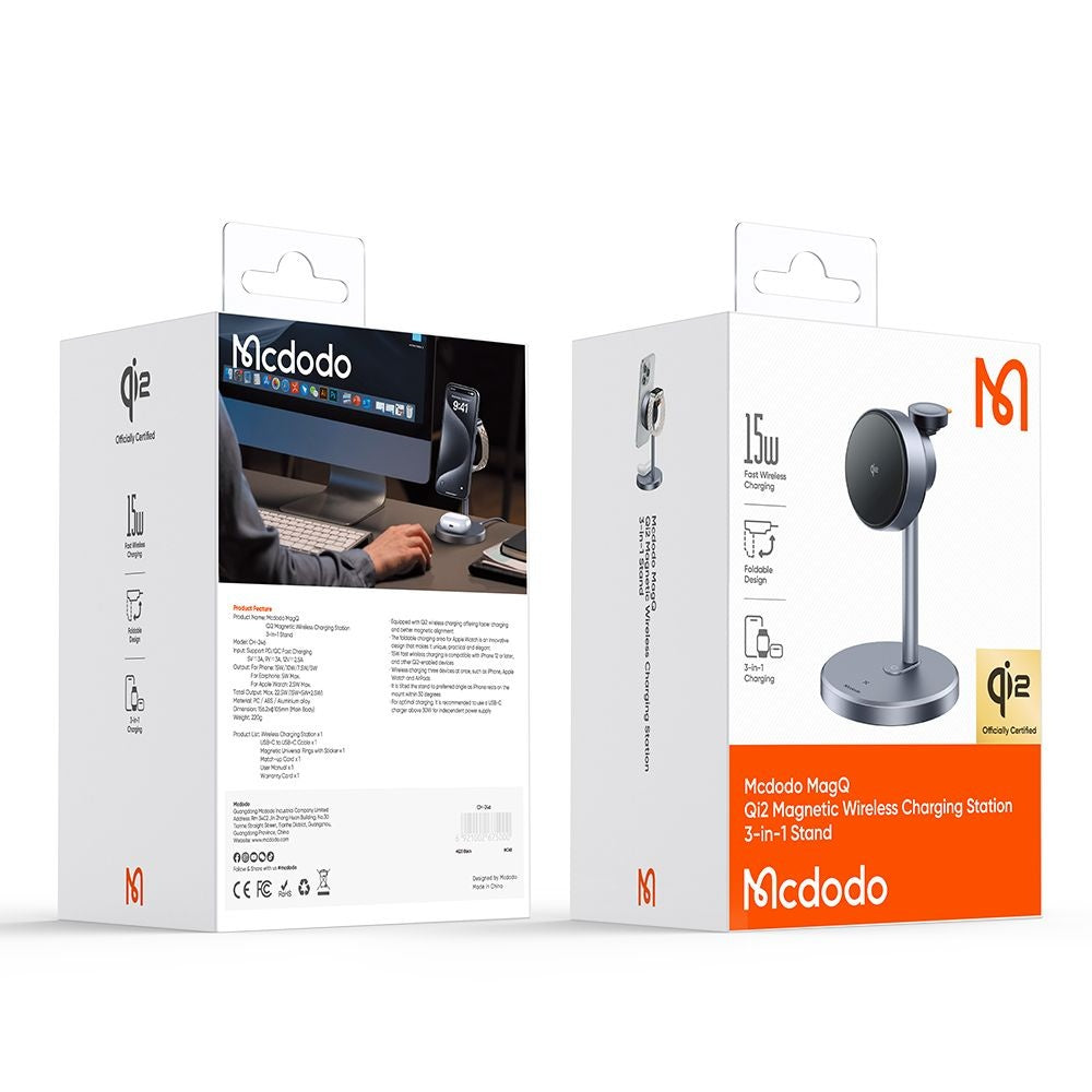 Bežični punjač McDodo CH-2462 Swan 3u1, 22.5W, 1.67A, Crni