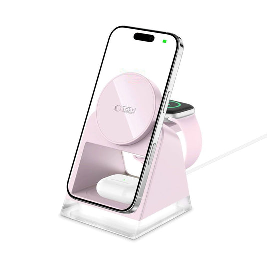 Bežični punjač Tech-Protect A43 3u1, 15W, 1.67A, Roze