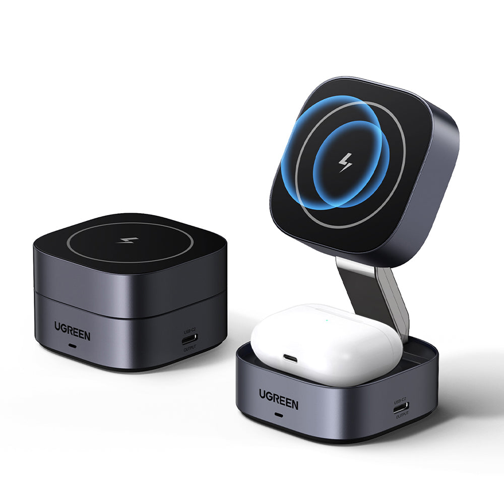 Bežični punjač UGREEN W526 3u1, 20W, 1.67A, 1 x USB-C, Crni