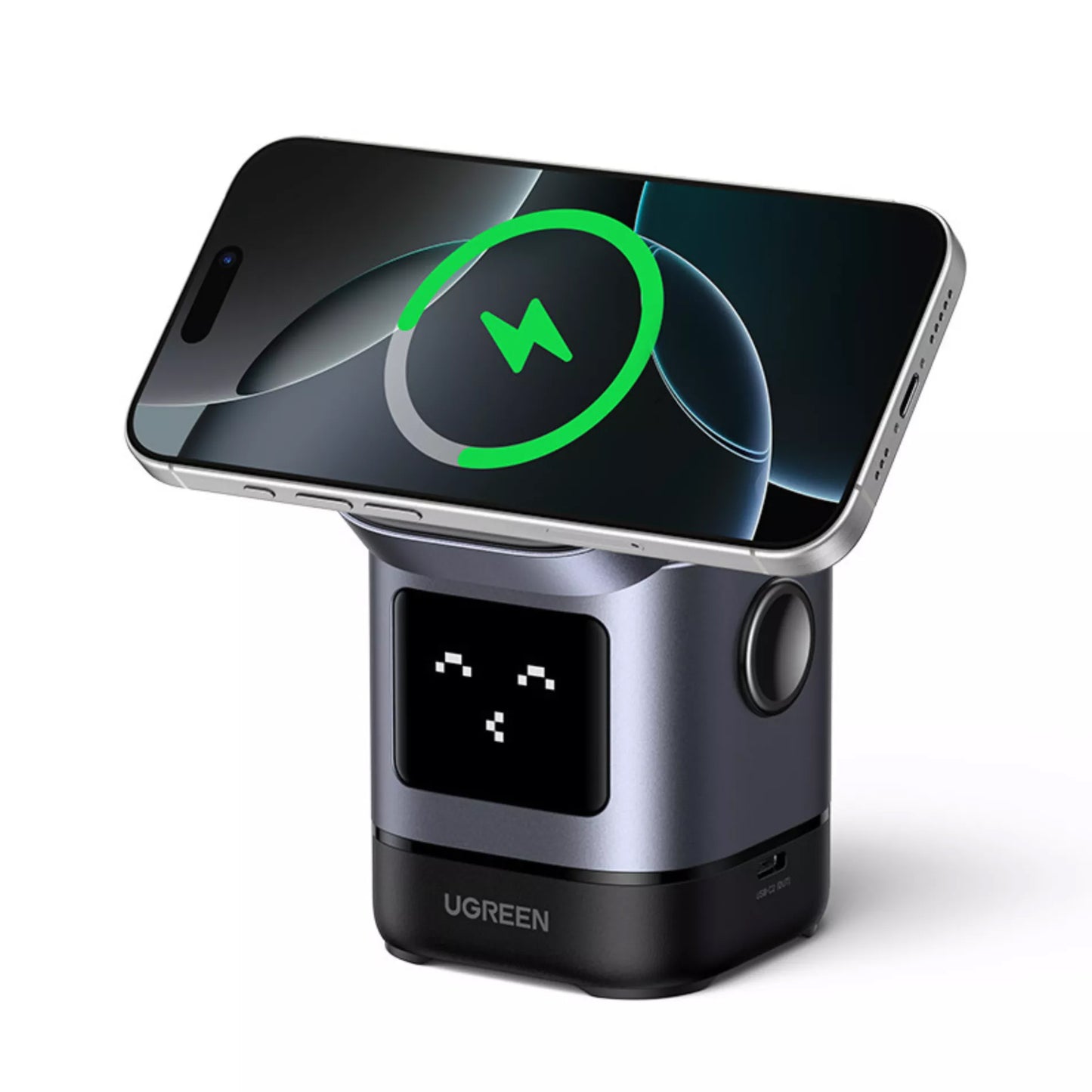 Bežični mrežni punjač UGREEN W709 Uno 2in1, 15W, 1.67A, Crni