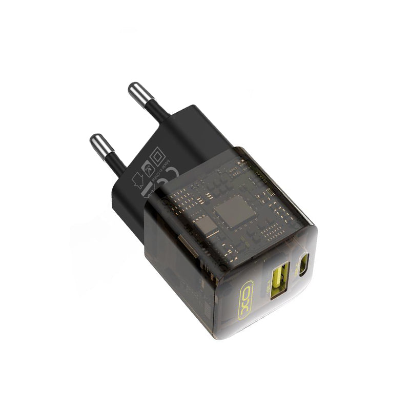 Punjač mreže XO Design CE05, 30W, 3A, 1 x USB-A - 1 x USB-C, Braon