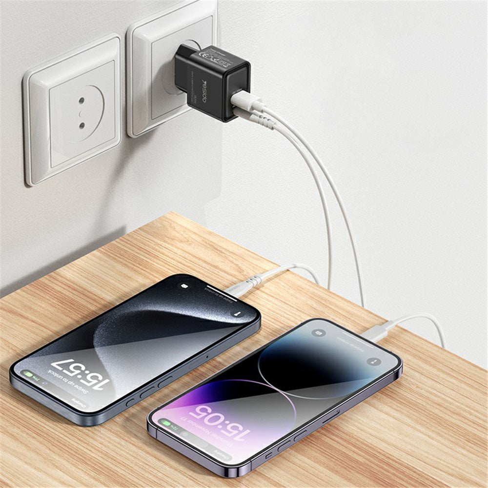 Punjač mreže Yesido YC64, 30W, 3A, 1 x USB-A - 1 x USB-C, Crni