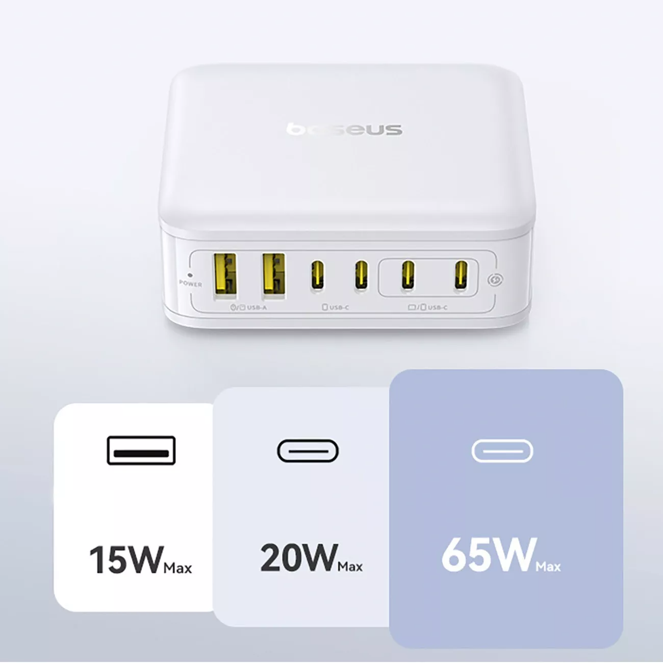 Punjač Stanica Baseus EnerFill FH21, 120W, 2 x USB-A - 4 x USB-C, Bela E0120T01