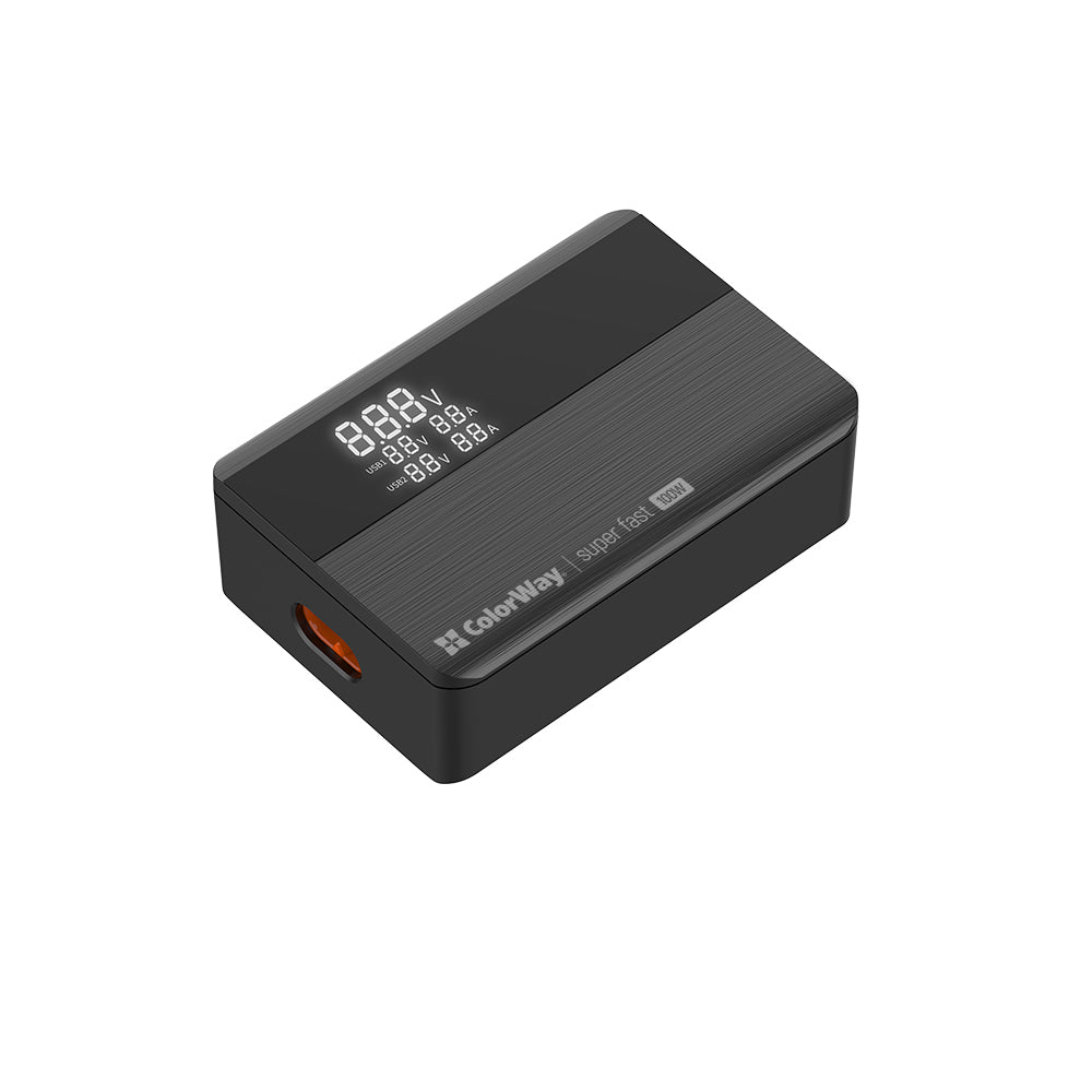 Punjač Stanica ColorWay Display, 100W, 5A, 2 x USB-A - 2 x USB-C, Crna