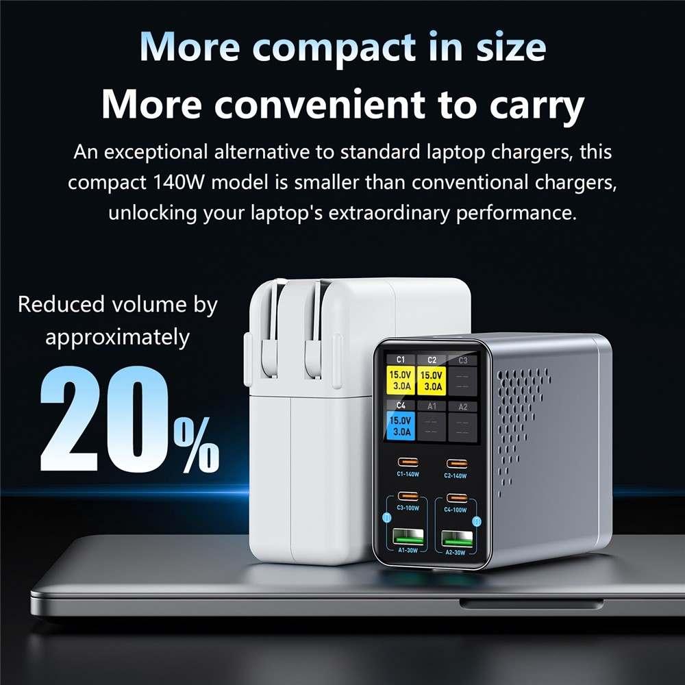 Punjač Stanica OEM WLX-G3, 140W, 5A, 2 x USB-A - 4 x USB-C, Siva