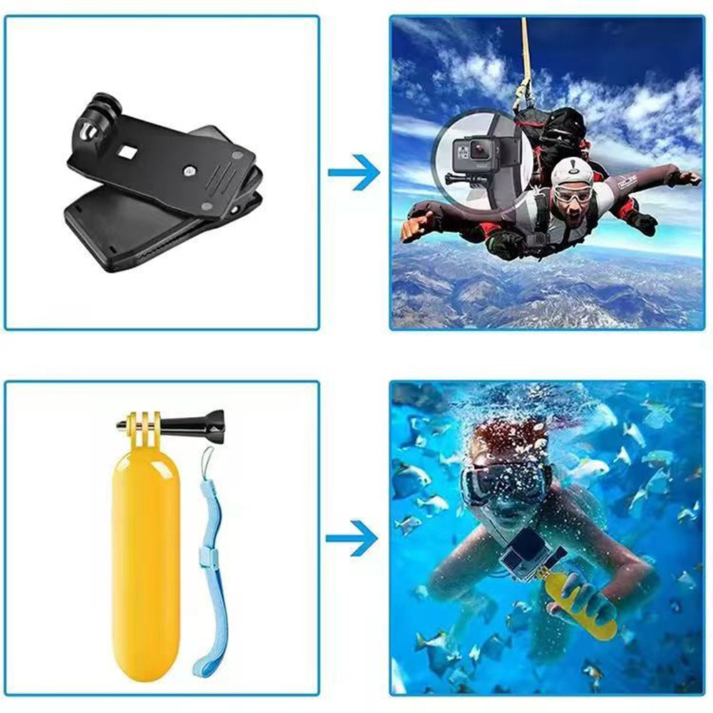 Kit dodataka za sportsku kameru Techsuit SA15 za GoPro / SJCAM seriju, 15 u 1, crni